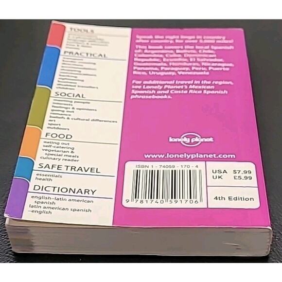 Lonely Planet Latin American Spanish Phrasebook Paperback Travel Guide - Picture 6 of 6
